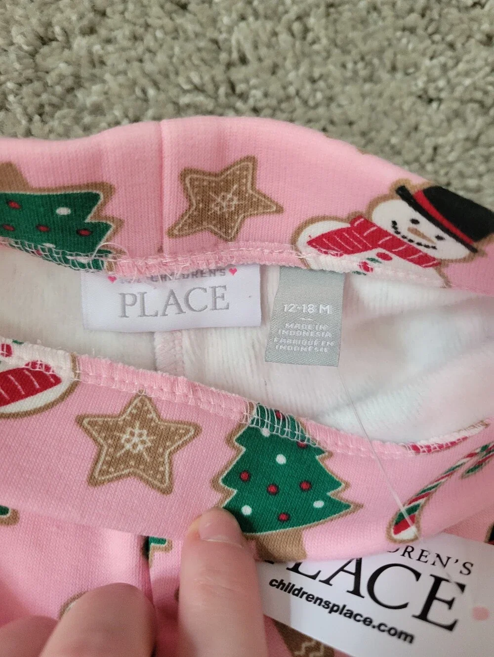 NWT Children's Place Fleece Lined Christmas Pants 12-18mo